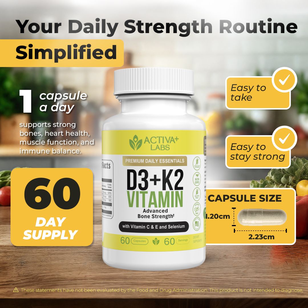 Activa+ Labs Vitamin D3+K2 with Calcium