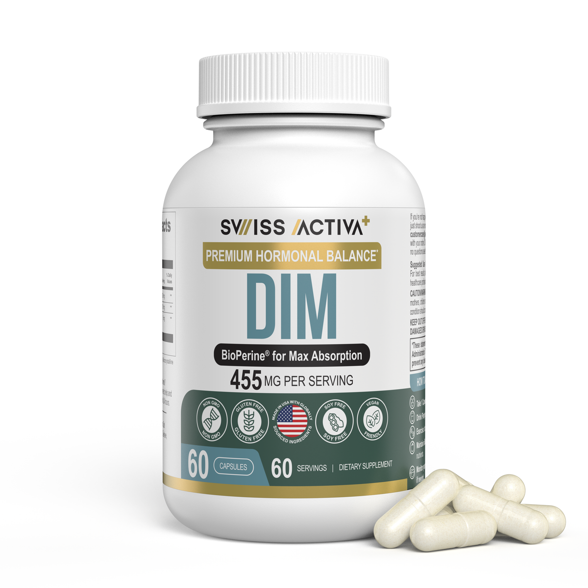 Swiss Activa+DIM 455mg with BioPerine and Broccoli Extract