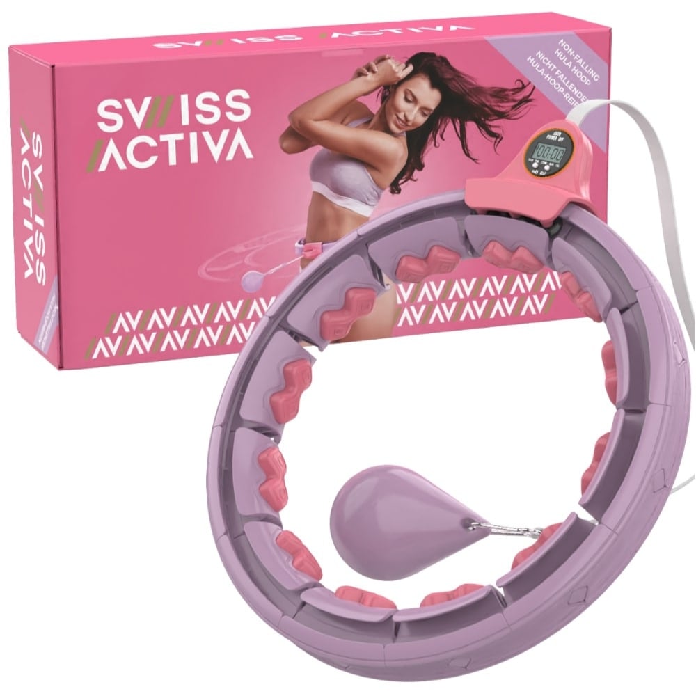 Swiss Activa+ Infinity Hoop Smart Weighted Hula Hoop XXL Extension Set - Hula Hoop up to 51 inches | S5 Purple-Pink